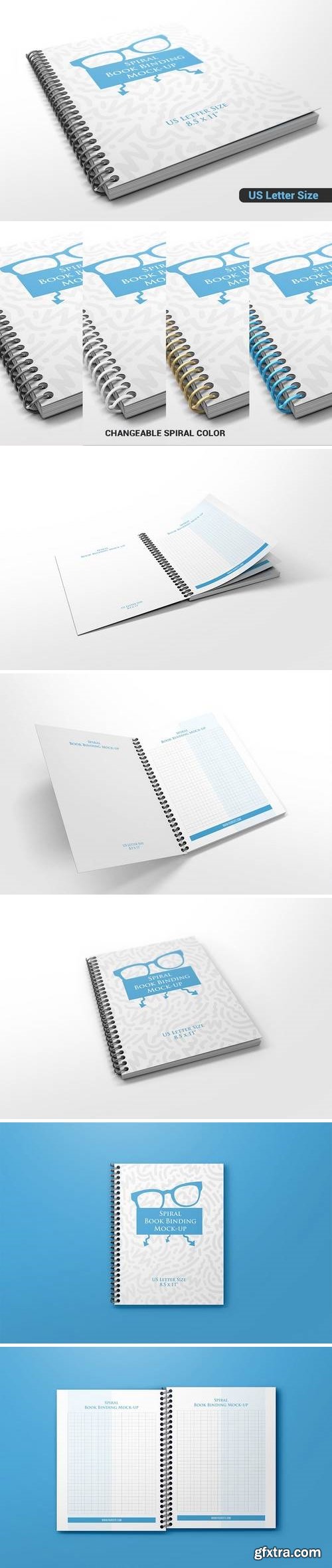 Spiral Book Binding US Letter Size Mockups