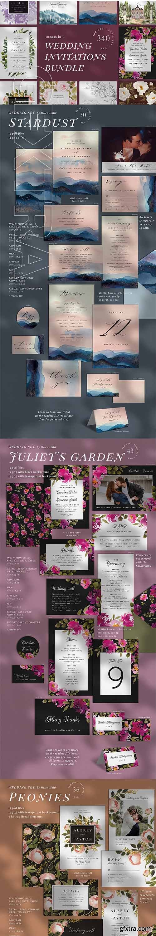 CreativeMarket - 10 IN 1 Wedding invitations bundle 3475871