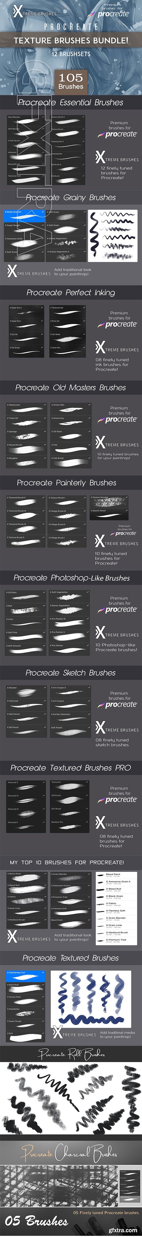 CreativeMarket - Procreate Texture Brushes BUNDLE 3480564