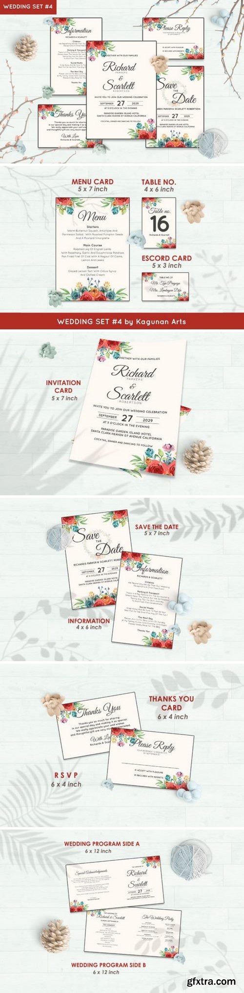 Wedding Invitation Set #4 Floral Style