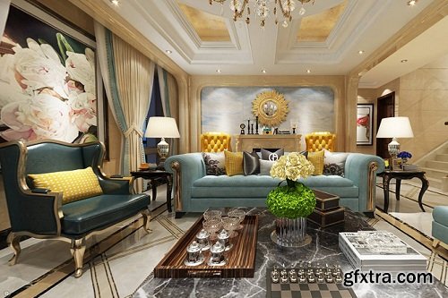 Classic Living Room Interior Scene 03