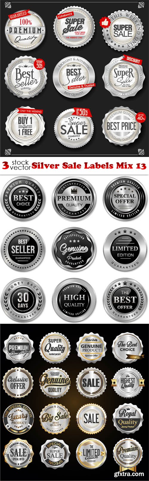 Vectors - Silver Sale Labels Mix 13