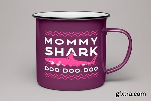 Retro Mommy Shark Print Mothers Day T-Shirt