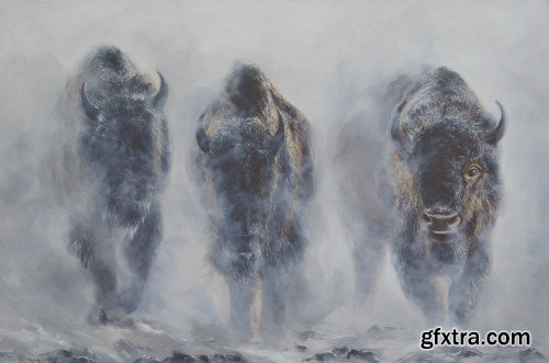 Learn to Paint Bison in Mist Step-by-Step