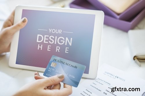 Design space mockup digital tablet Credit card