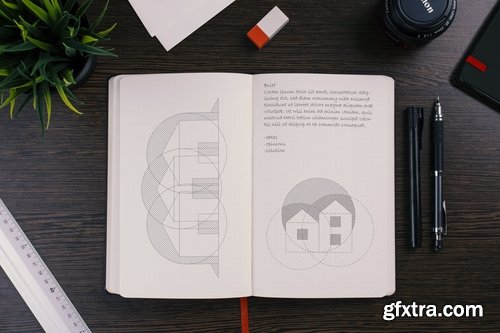 Dotted sketchbook mockup