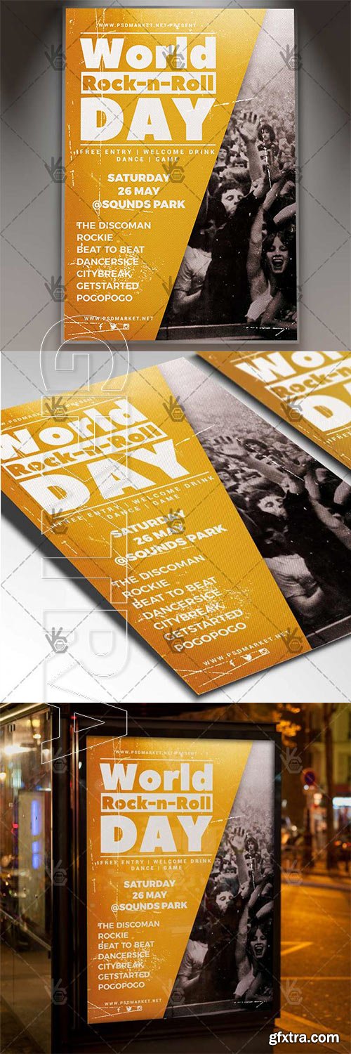 Rock-n-Roll Day Flyer – Rock PSD Template