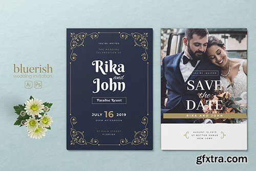 Minimalist Wedding AI and PSD Invitation Vol.01