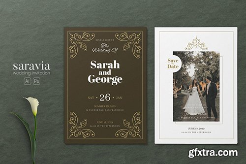 Minimalist Wedding AI and PSD Invitation Vol.02