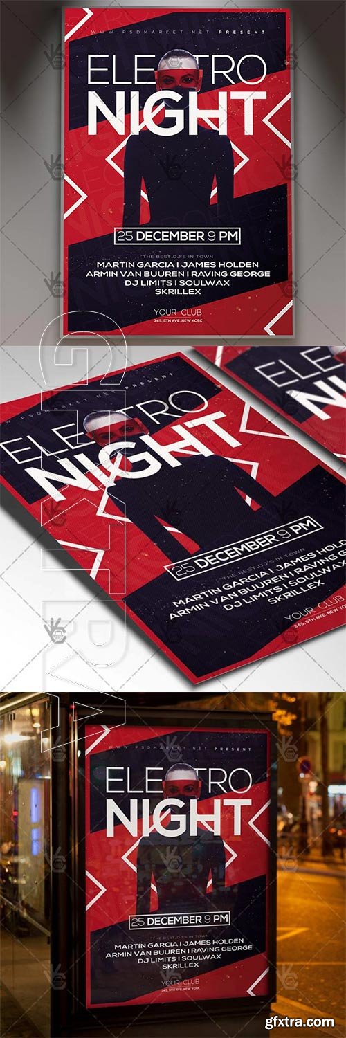 Electro Night – Club Flyer PSD Template