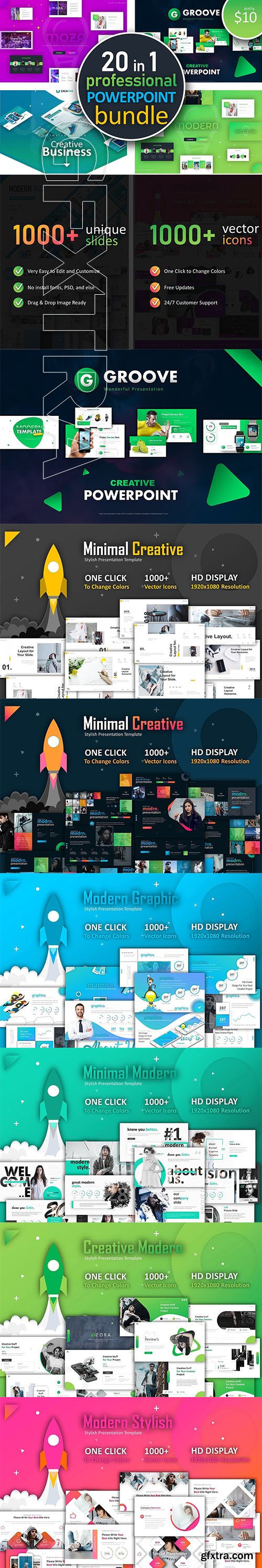 CreativeMarket - 20 in 1 Powerpoint Bundle 3656709