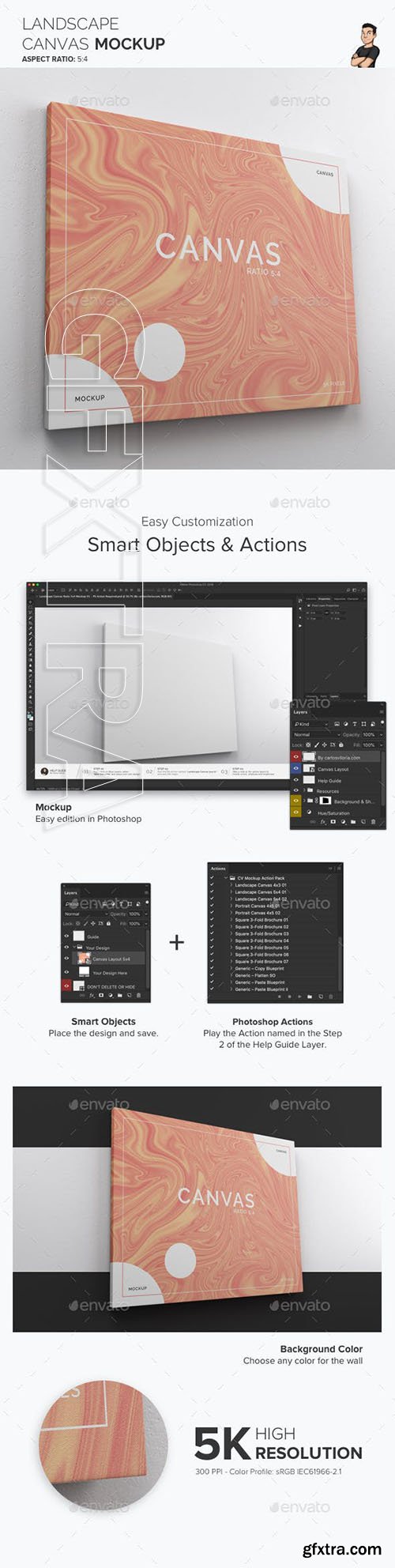 GraphicRiver - Landscape Canvas Ratio 5x4 Mockup 01 23574175