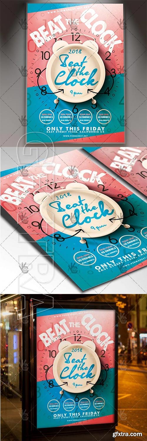 Beat The Clock – Club Flyer PSD Template