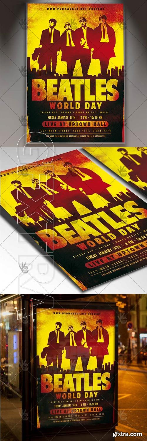 Beatles World Day – Club Flyer PSD Template