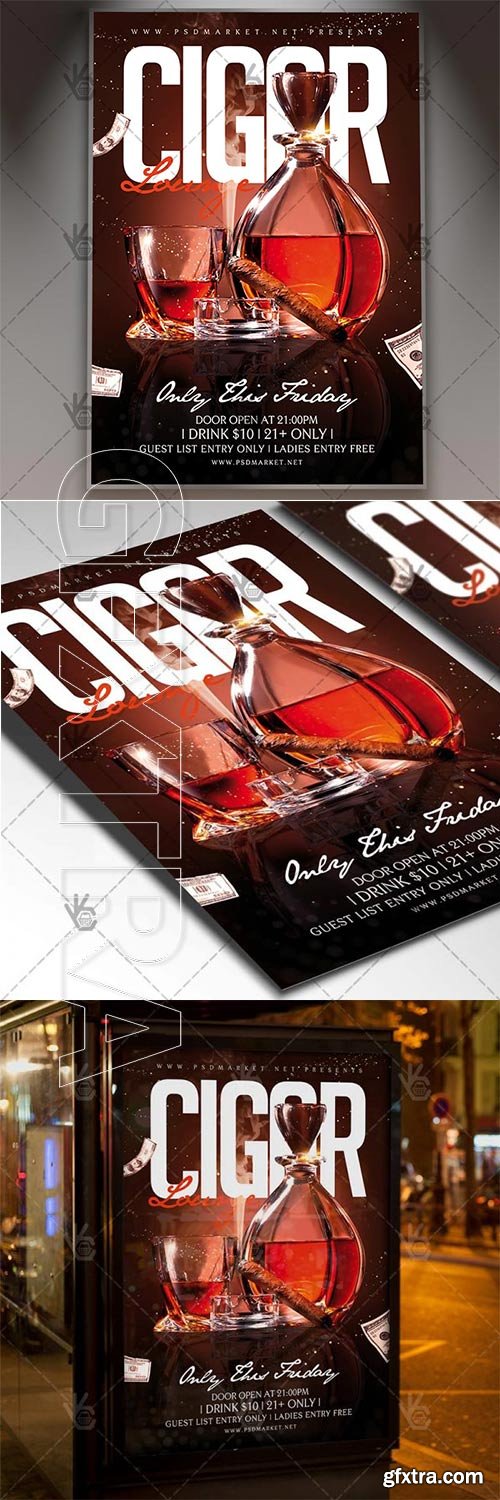 Cigar Lounge – Club Flyer PSD Template