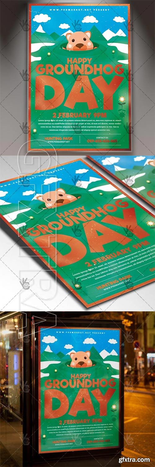 Happy Groundhog Day – Seasonal Flyer PSD Template