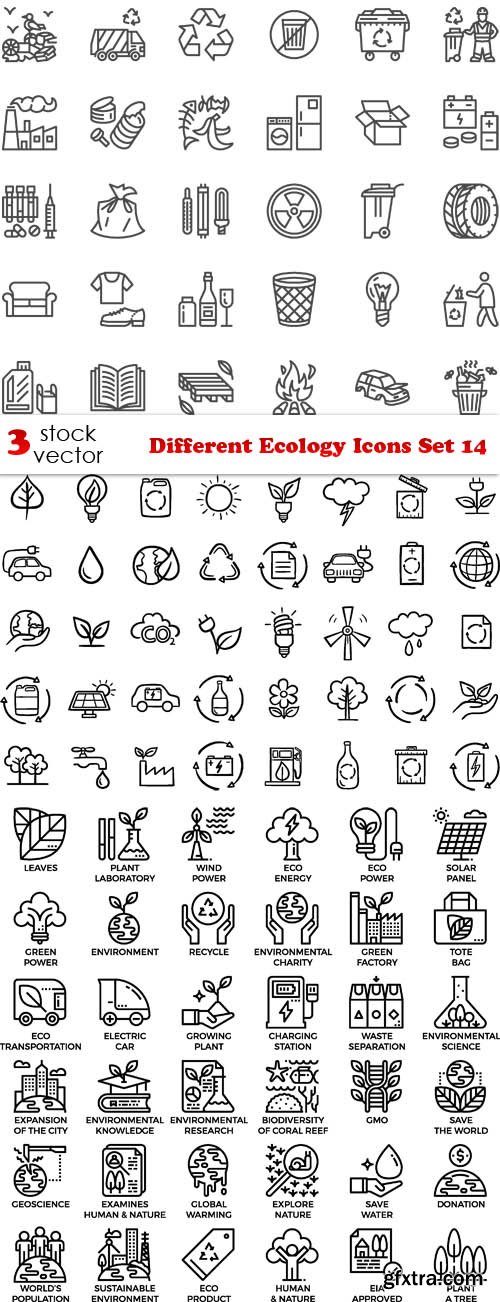 Vectors - Different Ecology Icons Set 14