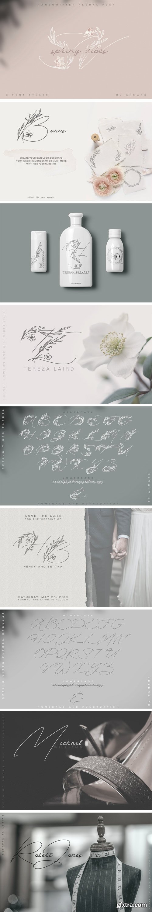 CM - Spring Vibes. Floral Font 3527844