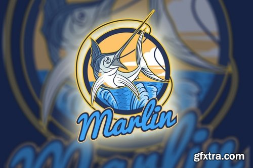 Marlin Fish Mascot - Fishing Hobby Logo