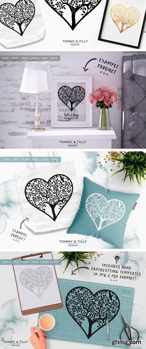 Designbundles - Heart Tree - Papercut Template 214570