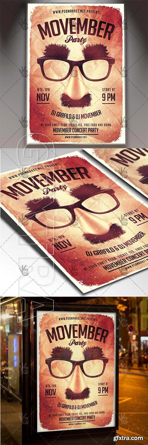 Movember Party Night – Seasonal Flyer PSD Template