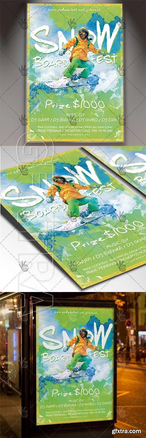 Snowboard Fest – Sport Flyer PSD Template