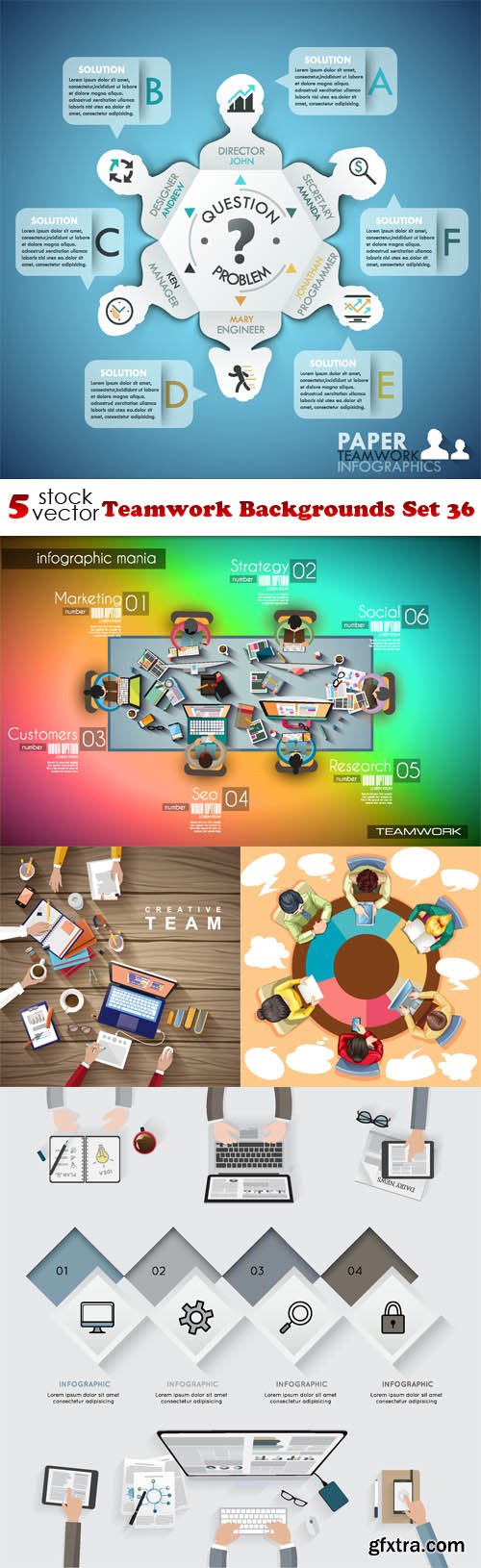 Vectors - Teamwork Backgrounds Set 36