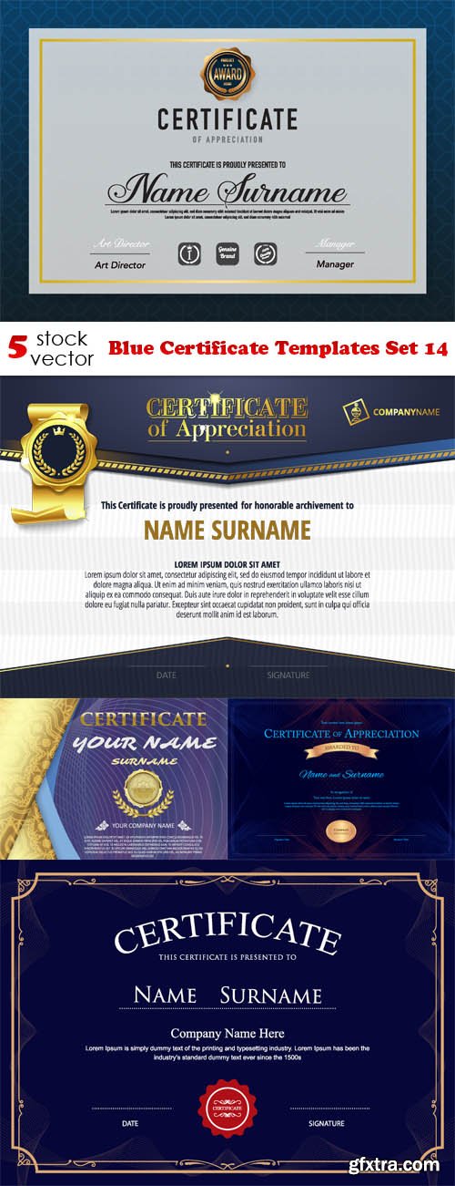 Vectors - Blue Certificate Templates Set 14