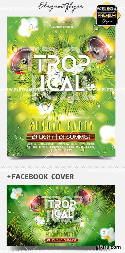 Tropical Sunday V1 2019 Flyer PSD Template + Facebook Cover + Instagram Post