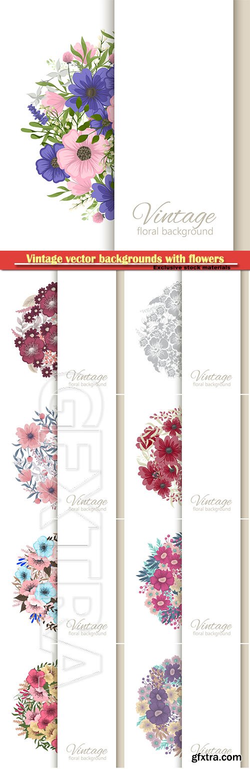 Vintage vector backgrounds with beautiful flowers