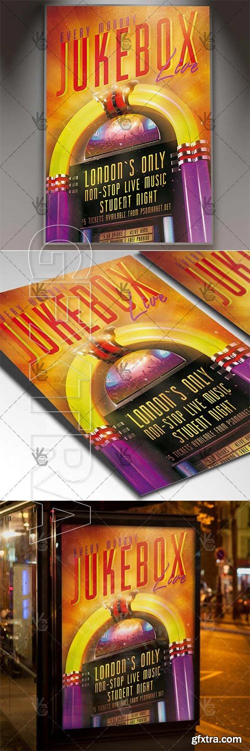 Jukebox Live – Club Flyer PSD Template