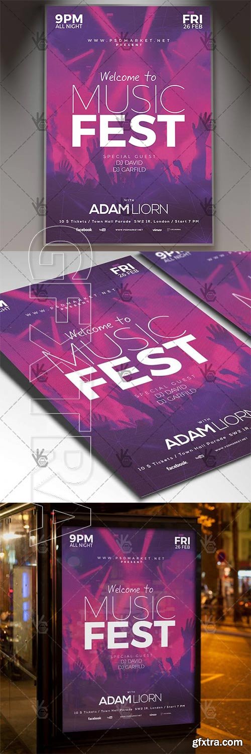 Music Fest – Club Flyer PSD Template