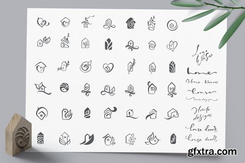 Hand drawn Logo House Vector elements SVG