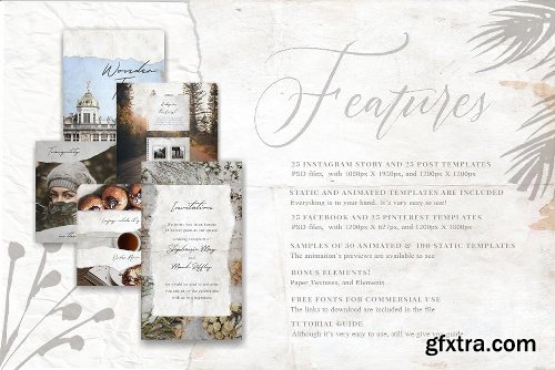 CreativeMarket ANIMATED Rustic Paper Instagram Pack 3357224