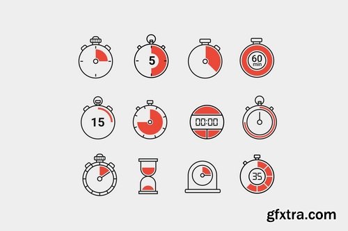 12 Timer Stopwatch Icons