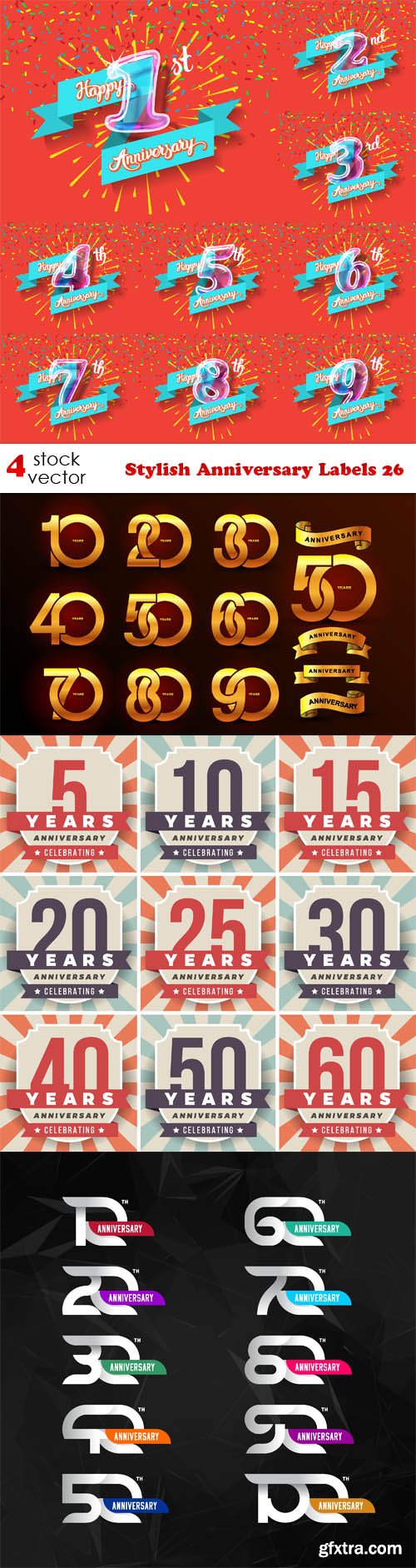 Vectors - Stylish Anniversary Labels 26