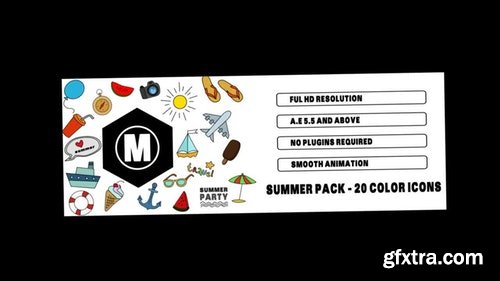 MotionArray Summer Pack - 20 Color Icons 215179