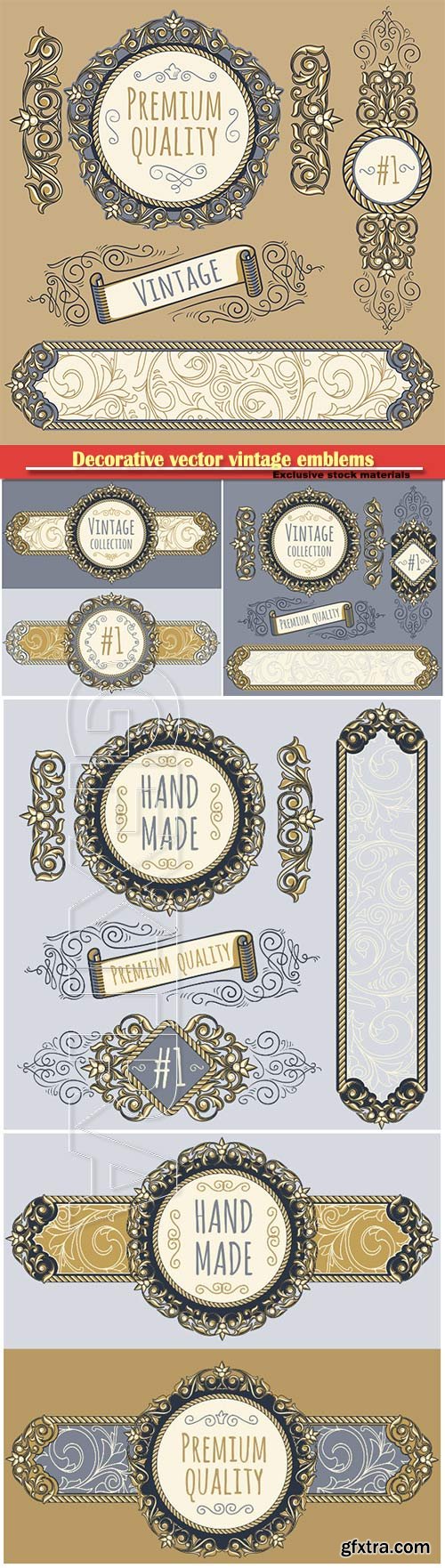 Decorative vector vintage emblems