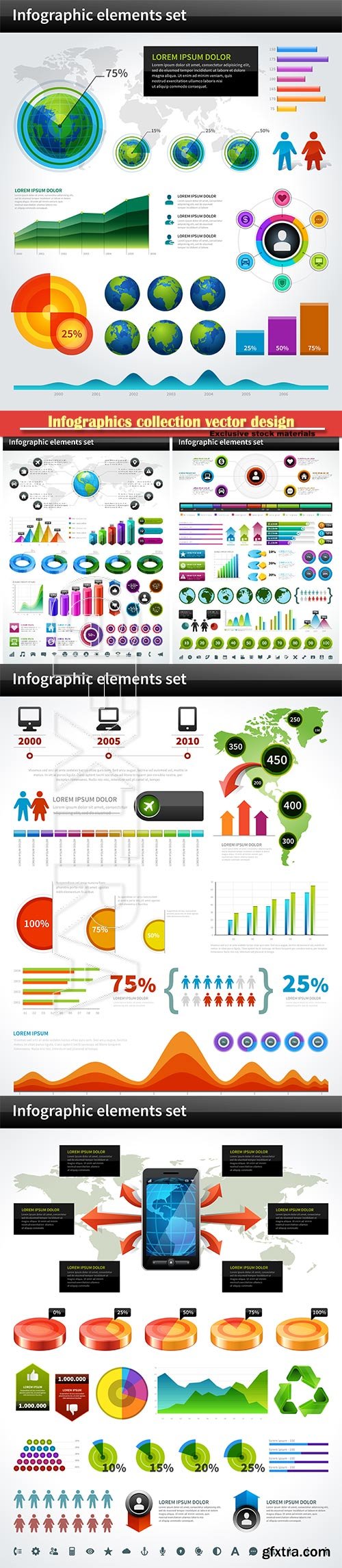 Infographics collection vector design elements, business presentation