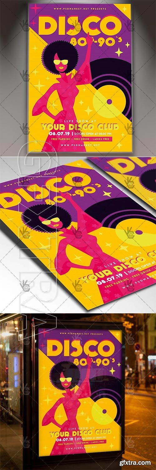 Disco 80s-90s – Club Flyer PSD Template