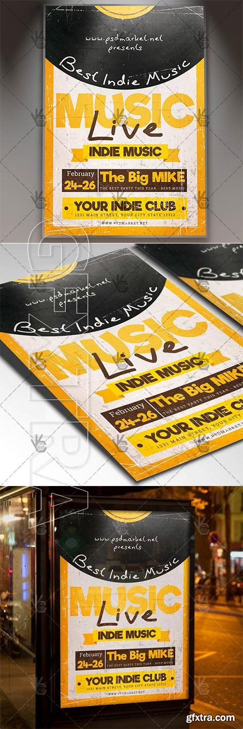 Indie Music Live – Club Flyer PSD Template