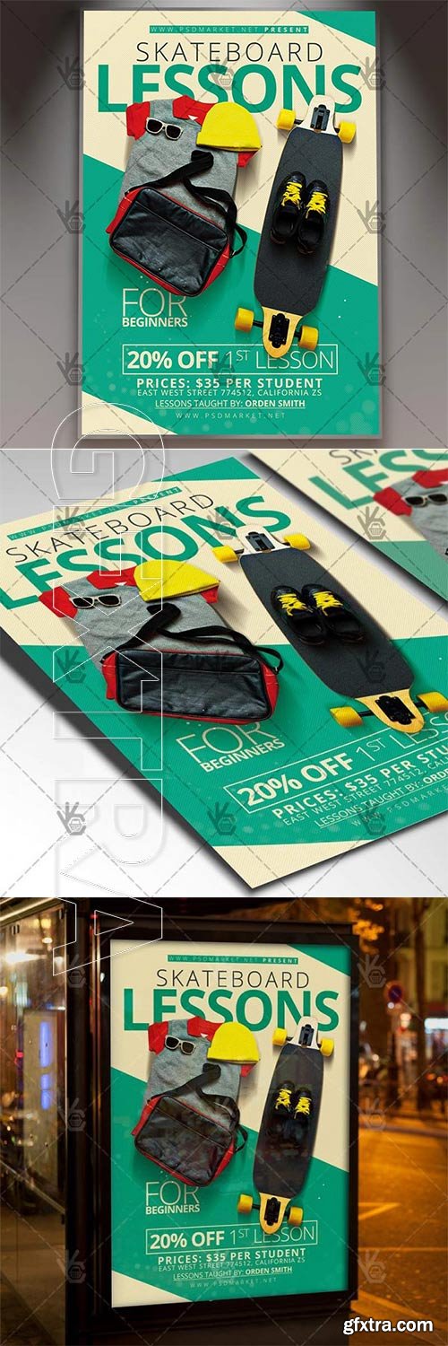 Skateboard Lessons – Sport Flyer PSD Template