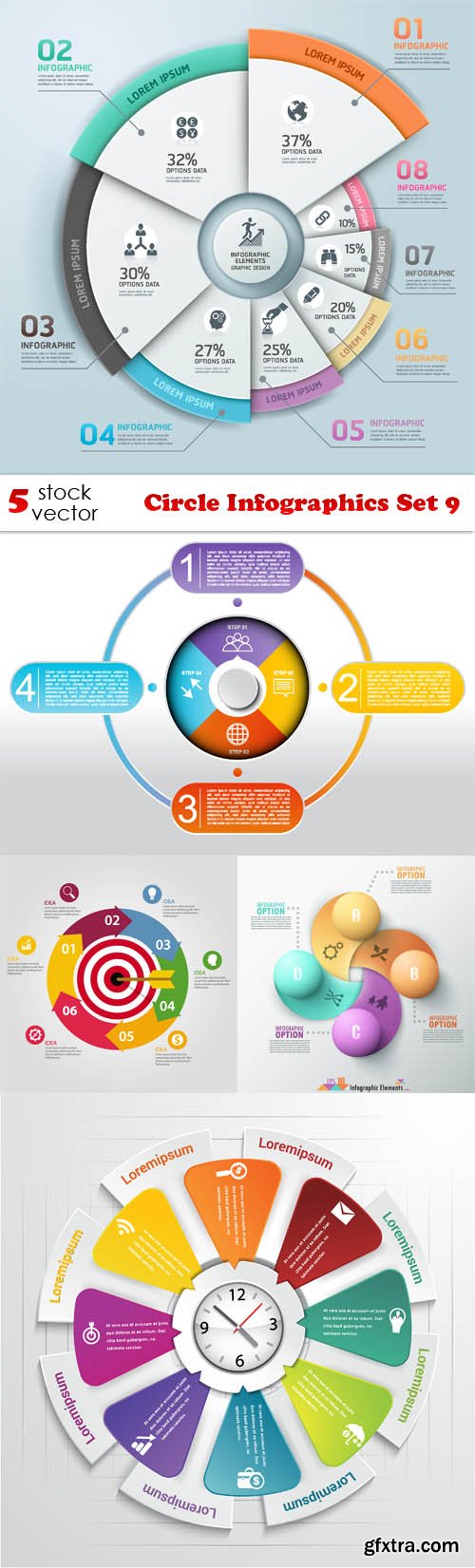 Vectors - Circle Infographics Set 9