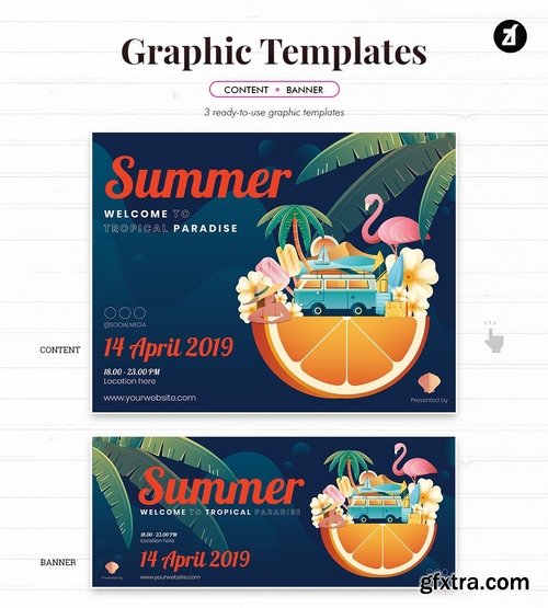 25 Summer elements with bonus graphic template