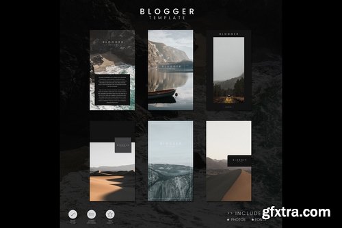 Travel blog feed template design vector