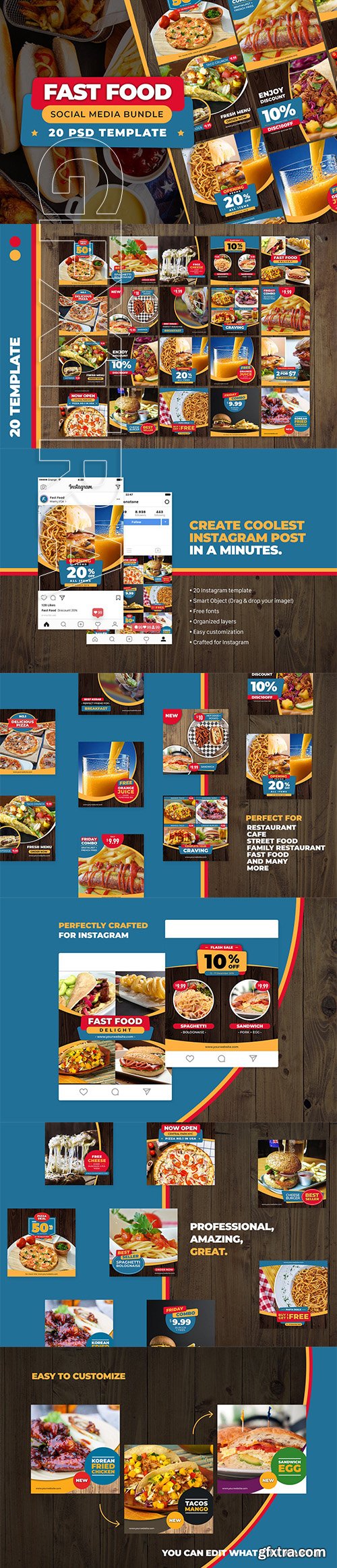 CreativeMarket - FAST FOOD - Social Media Bundle 3694729