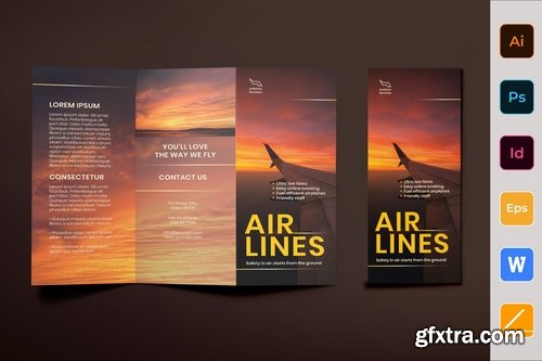 Airlines Aviation Flyer Poster Business Card Brochure Bifold Brochure Bifold