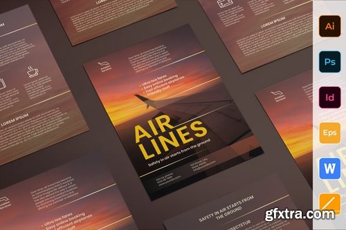 Airlines Aviation Flyer Poster Business Card Brochure Bifold Brochure Bifold