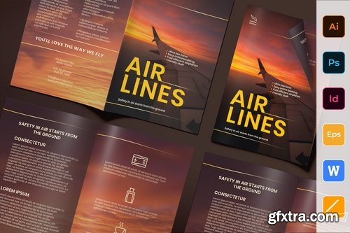 Airlines Aviation Flyer Poster Business Card Brochure Bifold Brochure Bifold