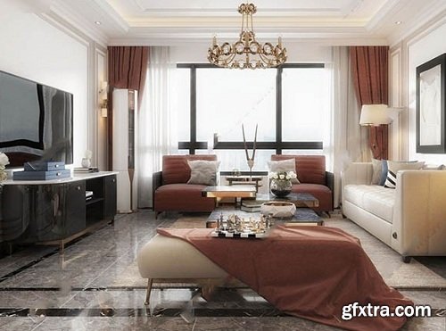 European Style Living Room Interior Scene 02